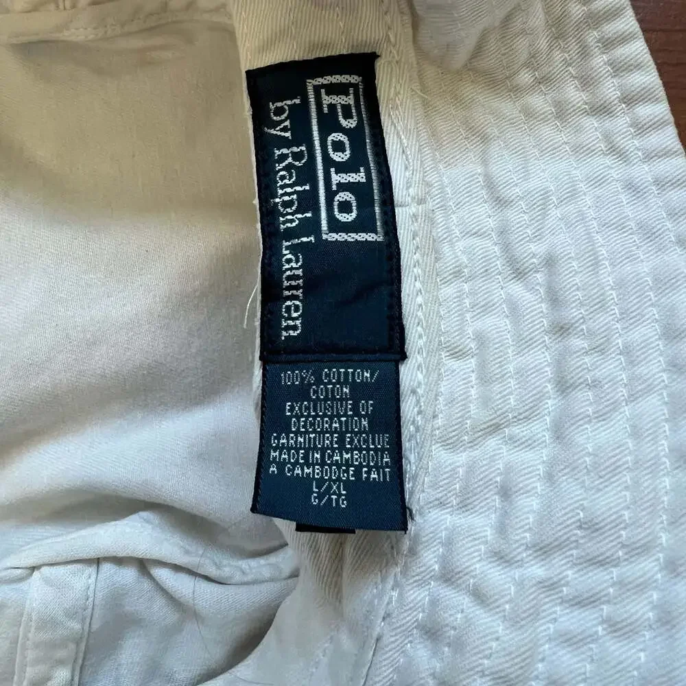 Polo Ralph Lauren White Cotton Chino Bucket Hat Large/X-Large